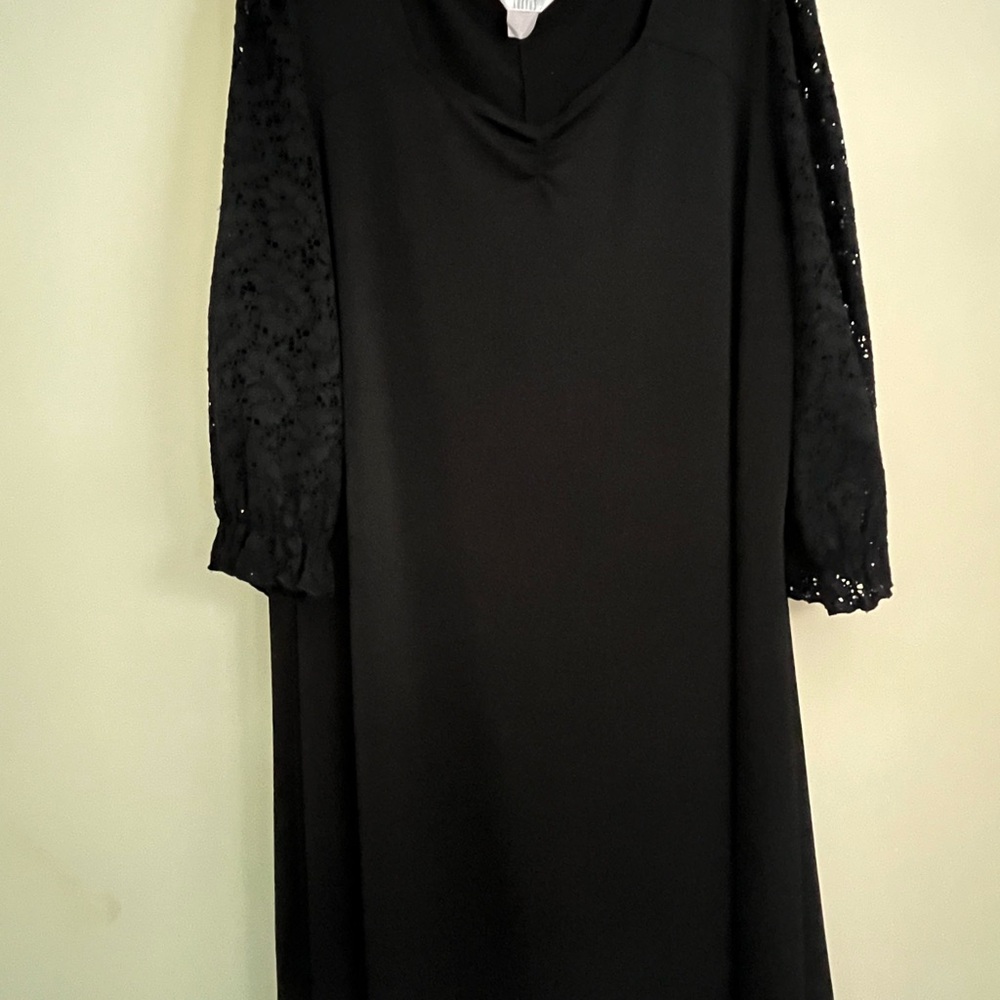 Kaktus Black Cowl Neck Bishop Sleeve Dress